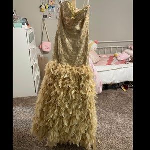 Strapless Formal Gold Dress